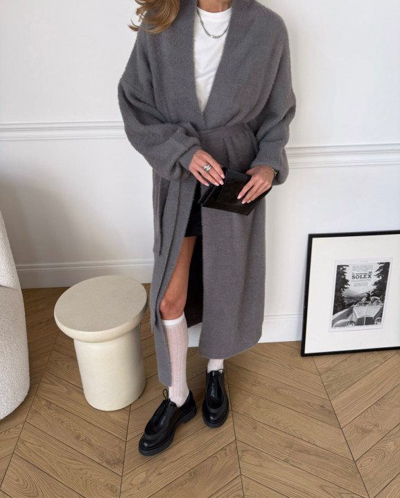 115 Кардиган подовженний в’язаний з поясом